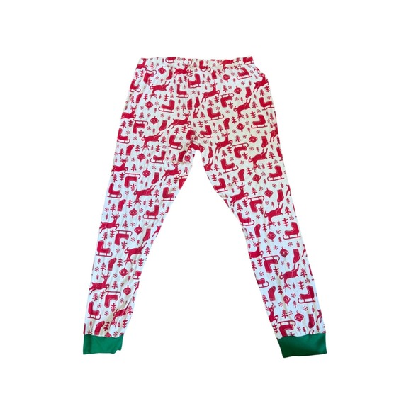 Carter's Adult XL Pajama Set Long Sleeve Top Pants Red Reindeer Sleigh Christmas - Picture 3 of 9